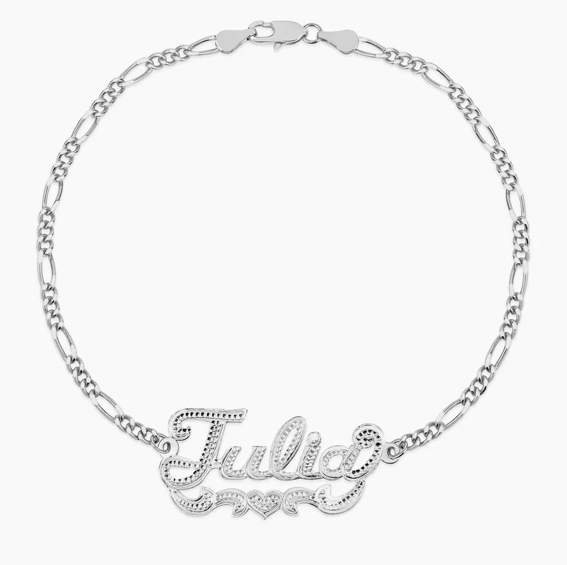 Two Colors Personalized Name Bracelet Figaro Chain Stainless Steel Custom - Style Savvy Collections