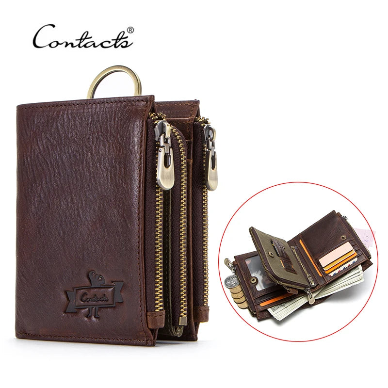 CONTACT'S 100% Genuine Leather RFID Men Wallet Zipper