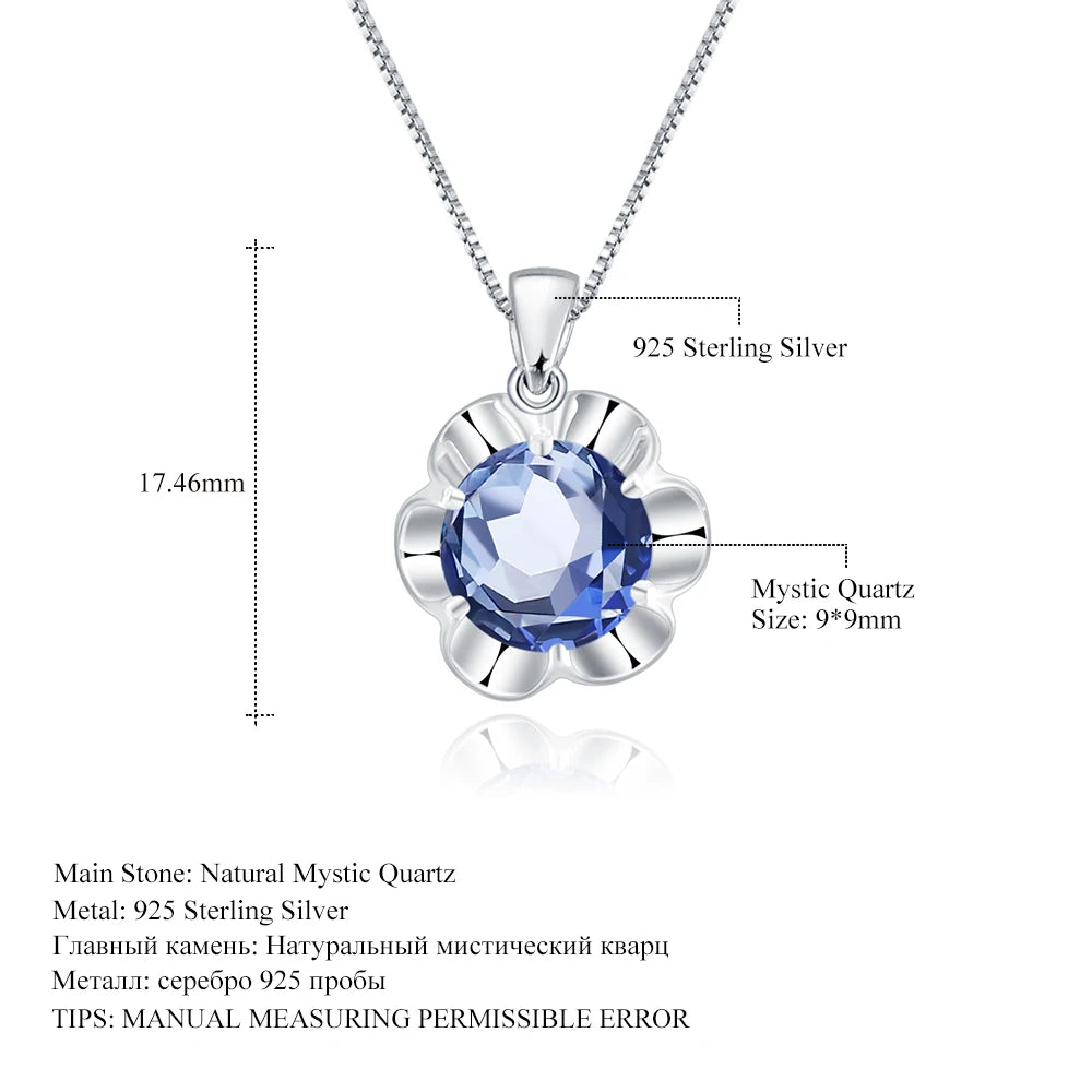 Gem's Ballet 2.73Ct Natural Iolite Blue Mystic Quartz 925 Sterling Silver Flower Gemstone Jewelry - Style Savvy Collections