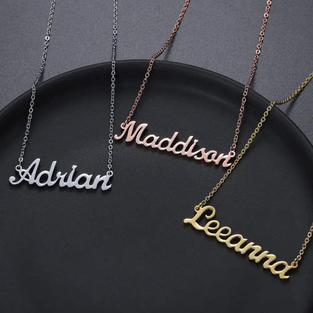 Personalised Custom Gold Stainless Steel Names Necklace Nameplate - Style Savvy Collections