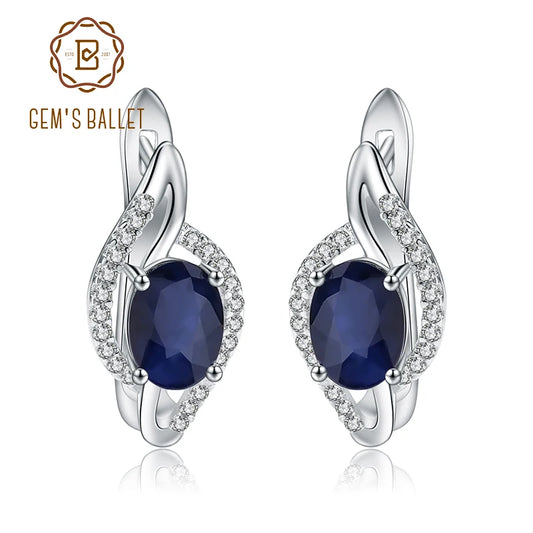 GEM'S BALLET 3.32Ct Natural Blue Sapphire Earrings Real 925 Sterling Silver - Style Savvy Collections