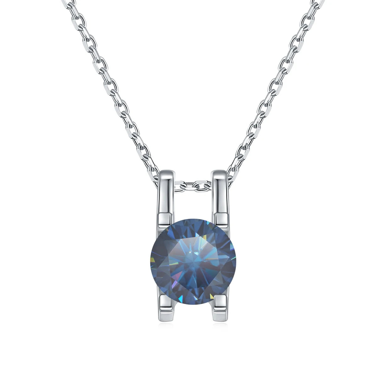 Gem's Ballet 925 Sterling Silver Pendant Necklace Blue Moissanite 1ct With Chain Charm - Style Savvy Collections