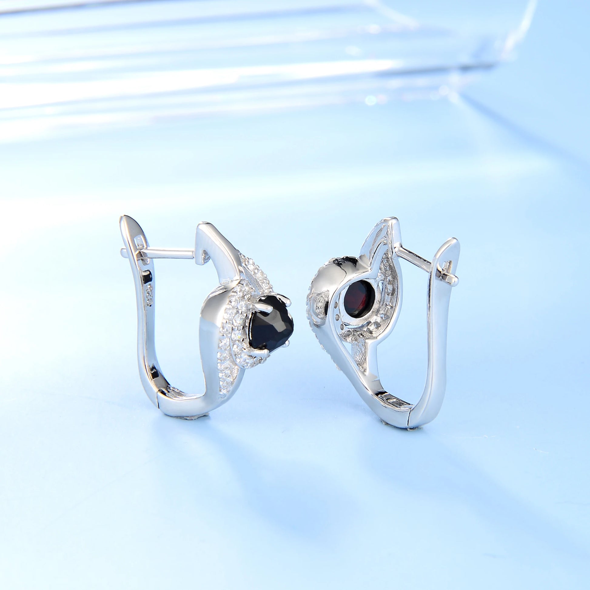 GEM'S BALLET Natural Round Black Garnet Birthstone Stud Earrings  925 Sterling Silver Gemstone - Style Savvy Collections