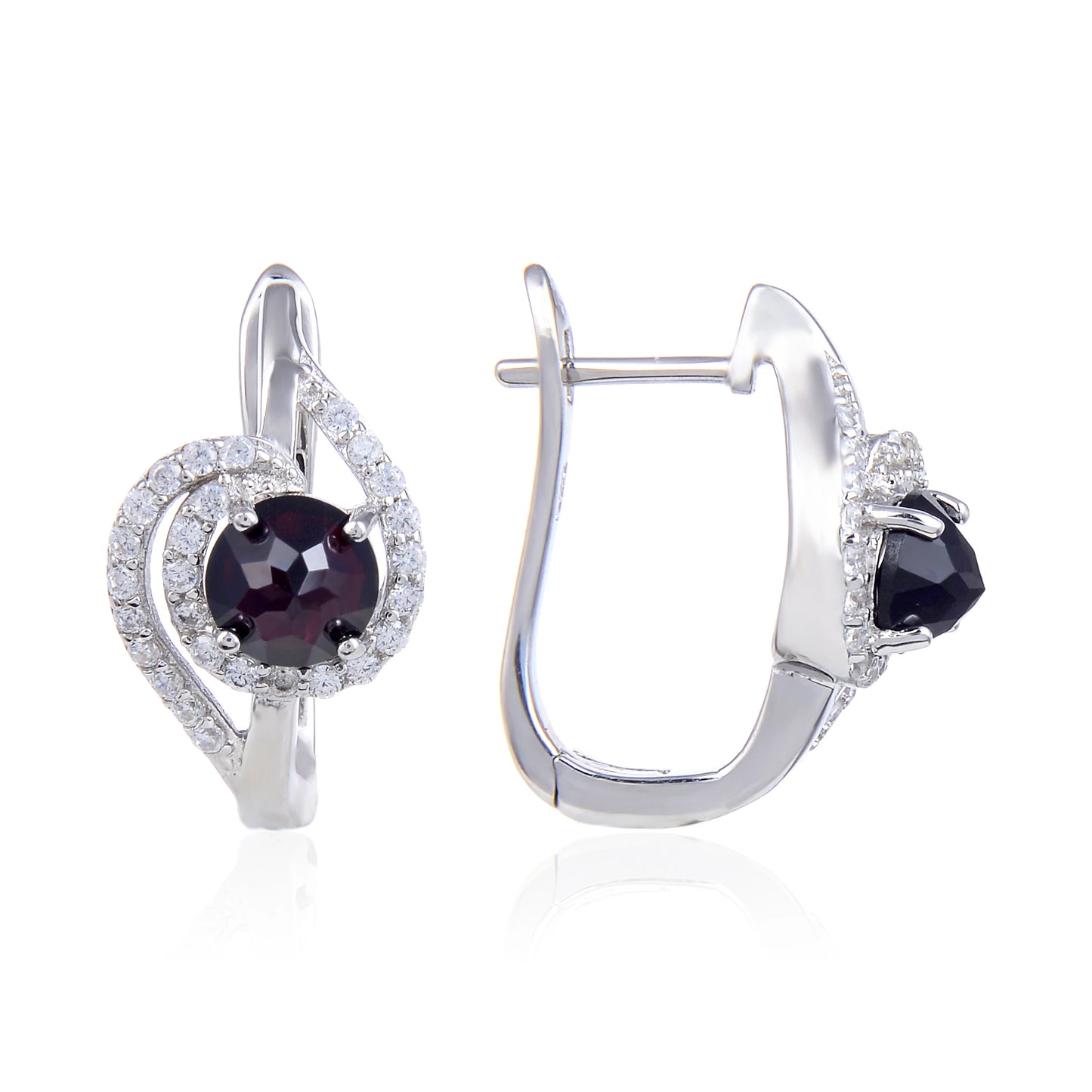 GEM'S BALLET Natural Round Black Garnet Birthstone Stud Earrings  925 Sterling Silver Gemstone - Style Savvy Collections