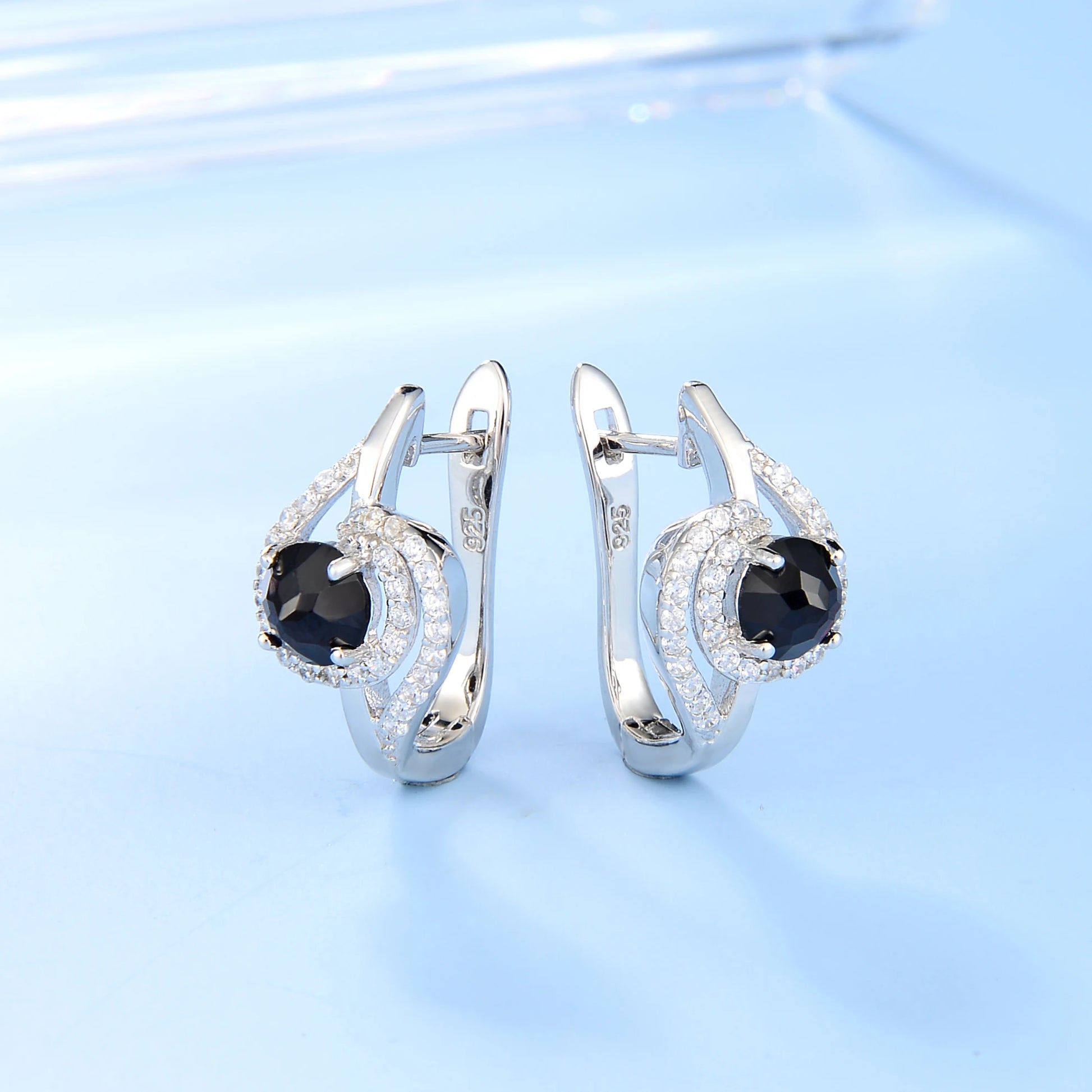 GEM'S BALLET Natural Round Black Garnet Birthstone Stud Earrings  925 Sterling Silver Gemstone - Style Savvy Collections