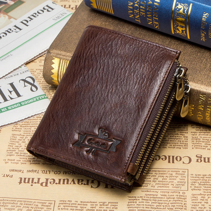 CONTACT'S 100% Genuine Leather RFID Men Wallet Zipper