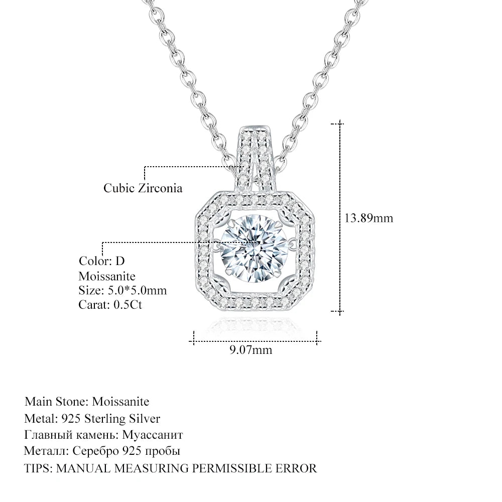 GEM'S BALLET 0.5Ct D Color Moissanite Diamond Pendant Necklace for 925 Sterling Silver - Style Savvy Collections