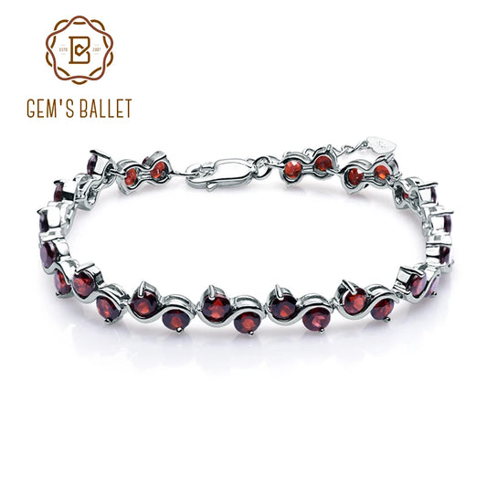 GEM'S BALLET Genuine 925 Sterling Silver Bracelet 11.79Ct Natural Red Garnet Gemstone - Style Savvy Collections