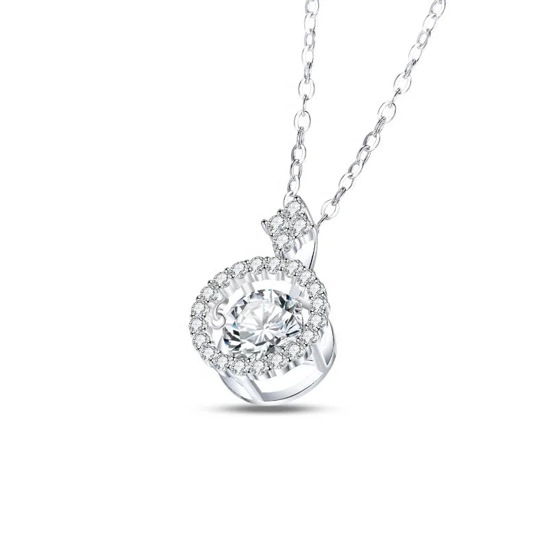 GEM'S BALLET Moissanite Pendant Necklace 925 Sterling Silver Jewelry - Style Savvy Collections