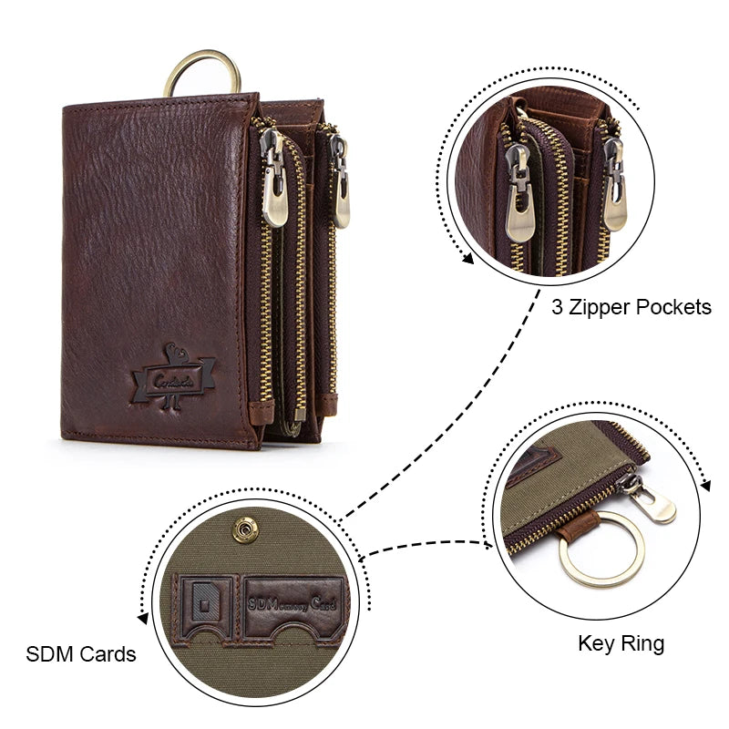 CONTACT'S 100% Genuine Leather RFID Men Wallet Zipper