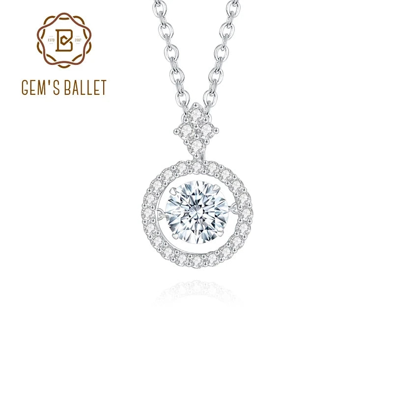 GEM'S BALLET Moissanite Pendant Necklace 925 Sterling Silver Jewelry - Style Savvy Collections