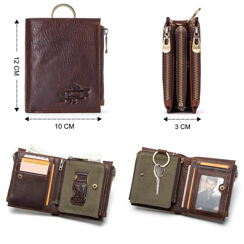 CONTACT'S 100% Genuine Leather RFID Men Wallet Zipper