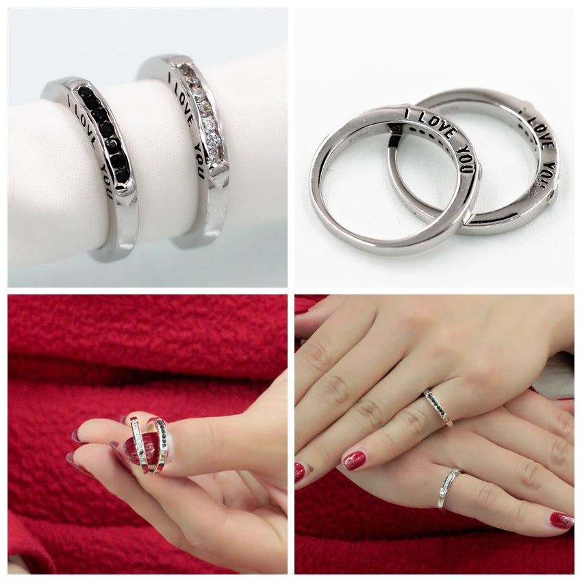 US STOCK Uloveido Couple Rings Silver Color Ringw for Men and Women