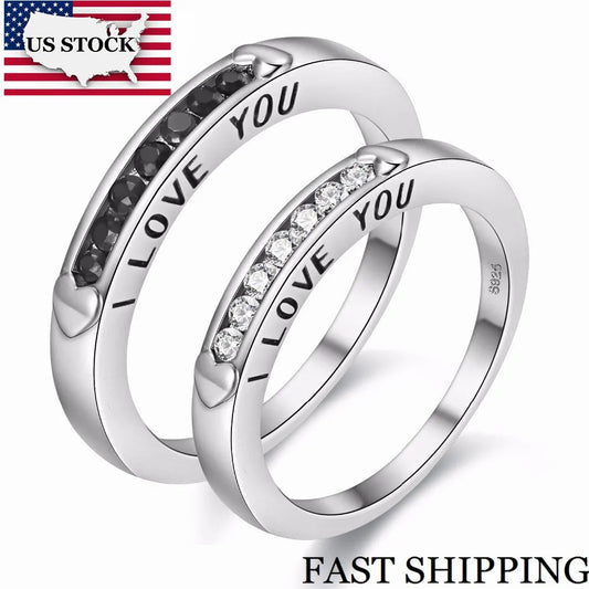 US STOCK Uloveido Couple Rings Silver Color Ringw for Men and Women