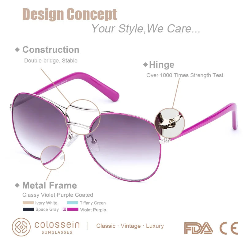 COLOSSEIN Sunglasses Women Fashion Vintage Retro Females Sun Glasses UV400 - Style Savvy Collections