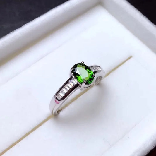 Women's Natural Tested Diopside  925 Sterling Silver, 5*7mm*