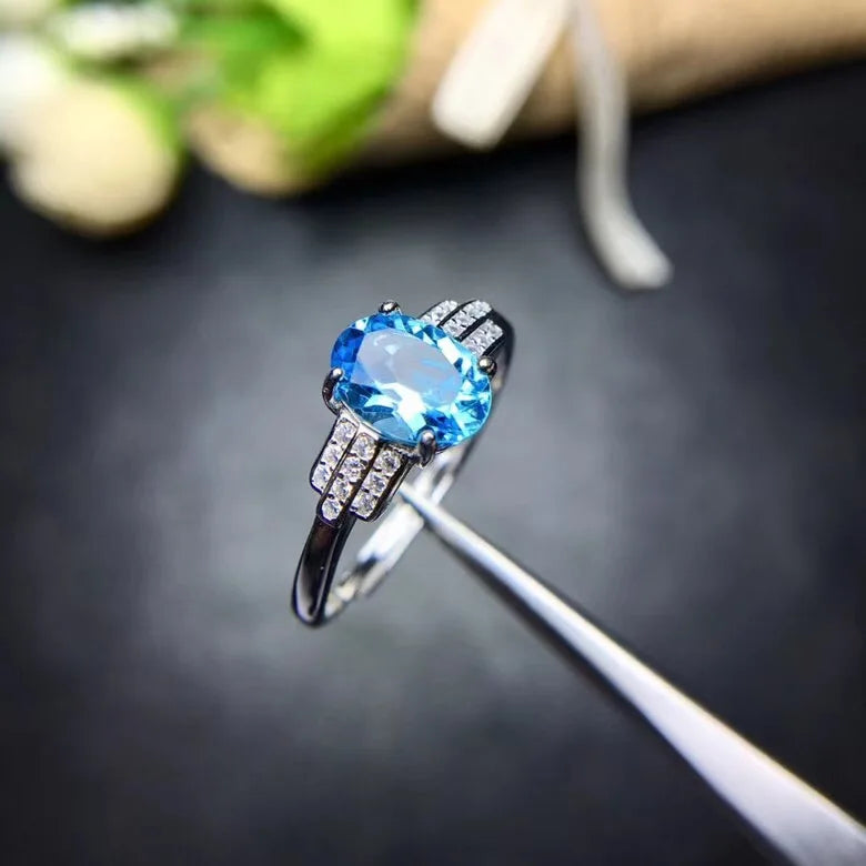 Uloveido Natural Topaz Ring, The Latest Design, 925 Silver, Highly Recommended Gemstone Ring