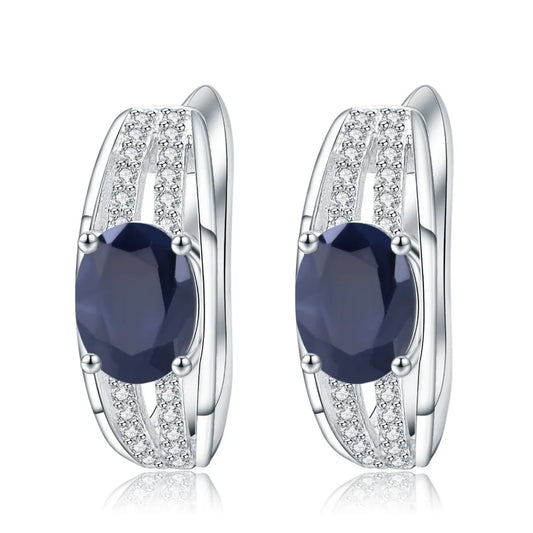 GEM'S BALLET 925 Sterling Silver Gemstone Earrings 3.32Ct Natural Blue Sapphire Classic Stud Earrings - Style Savvy Collections