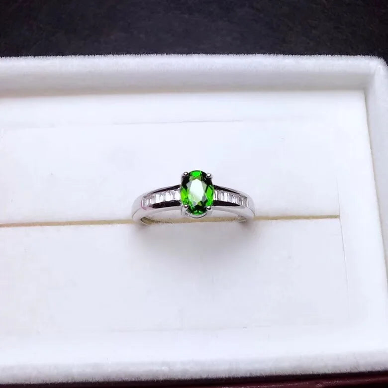 Women's Natural Tested Diopside  925 Sterling Silver, 5*7mm*