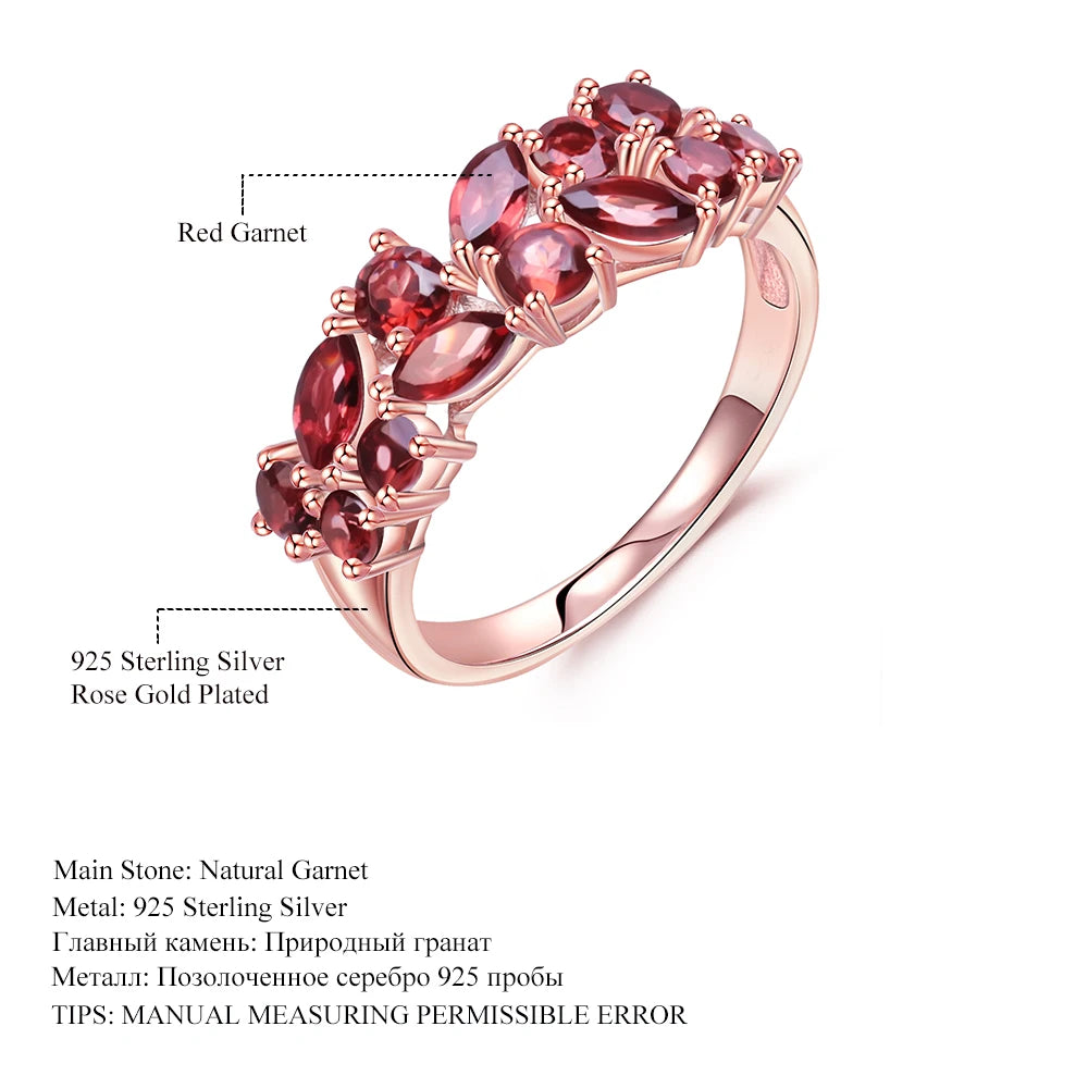 GEM'S BALLET 925 Sterling Silver Rose Gold Plated 2.47Ct Natural Red Garnet Gemstone - Style Savvy Collections