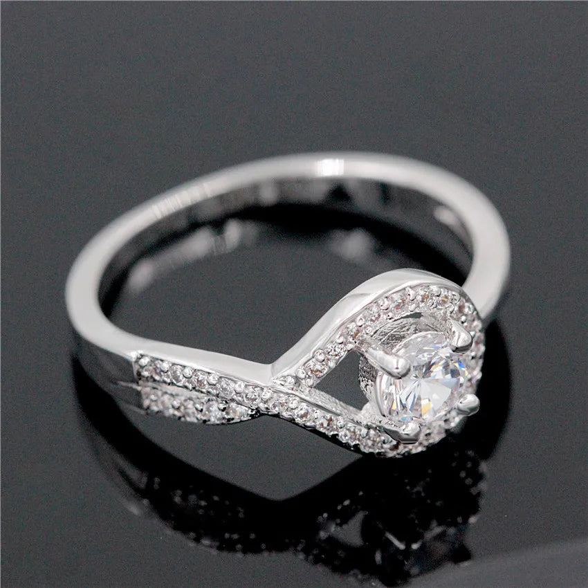 US STOCK Crystal Anel Feminino Vintage Ring