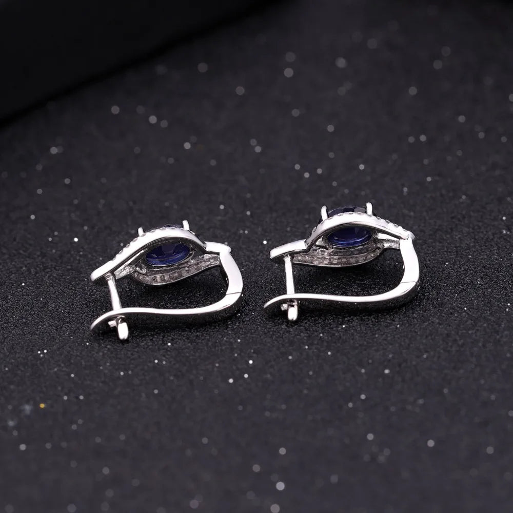 GEM'S BALLET 3.32Ct Natural Blue Sapphire Earrings Real 925 Sterling Silver - Style Savvy Collections