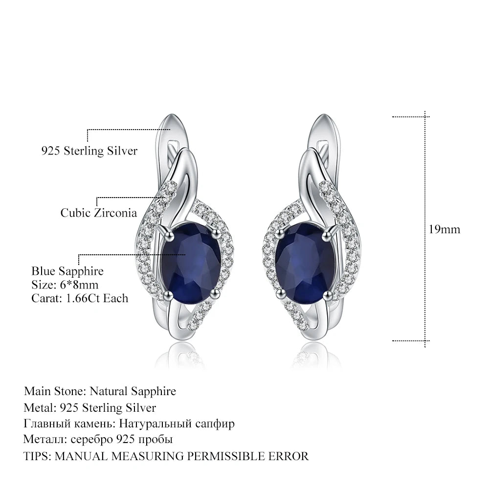 GEM'S BALLET 3.32Ct Natural Blue Sapphire Earrings Real 925 Sterling Silver - Style Savvy Collections