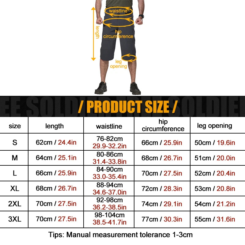 FREE SOLDIER outdoor sports climbing tactical military men's cropped trousers