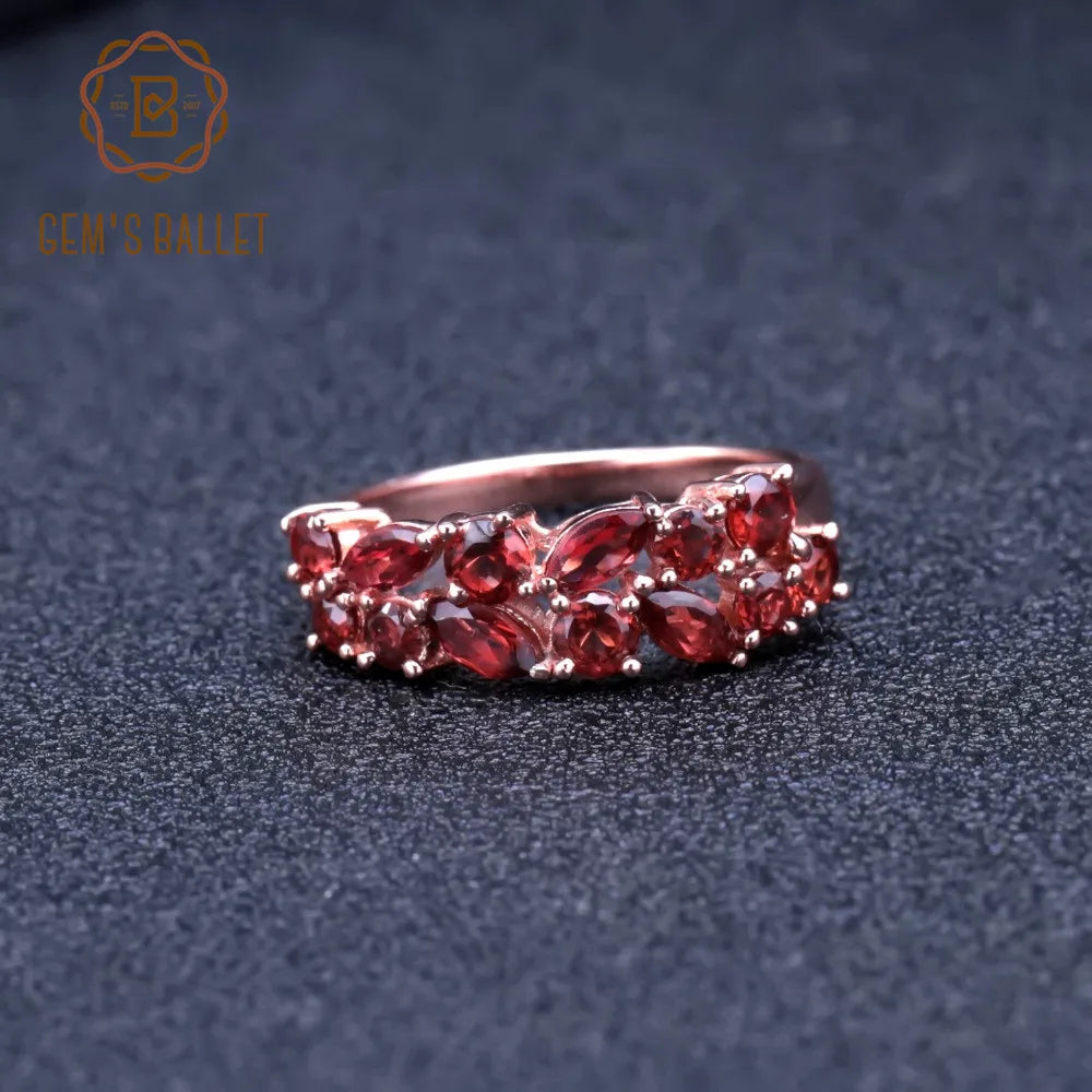 GEM'S BALLET 925 Sterling Silver Rose Gold Plated 2.47Ct Natural Red Garnet Gemstone - Style Savvy Collections