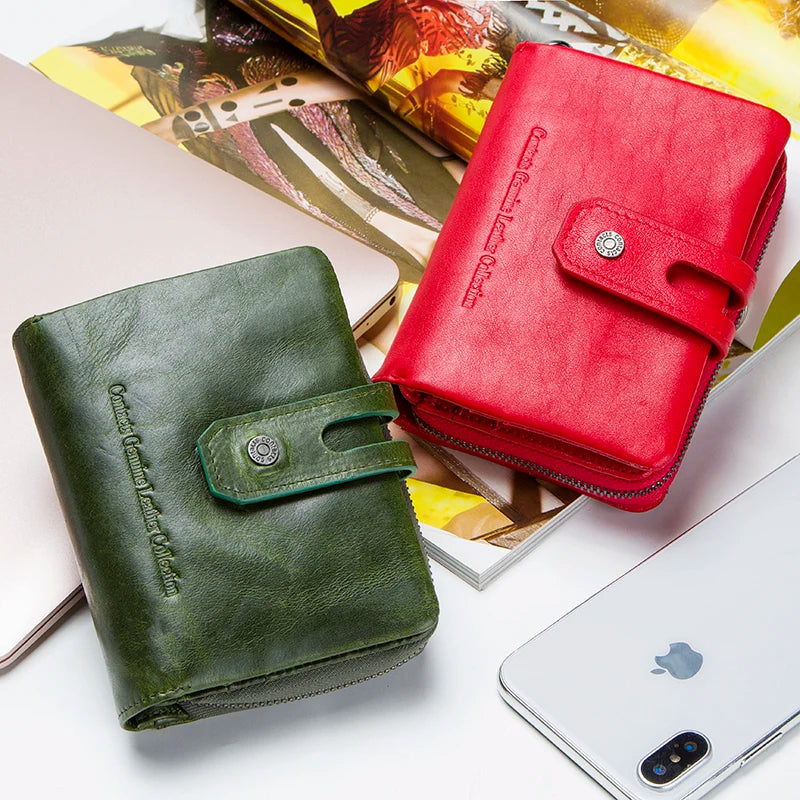 Small Wallet Women Genuine Leather Bags High-Quality Zipper Coin Purse Fashion Card - Style Savvy Collections