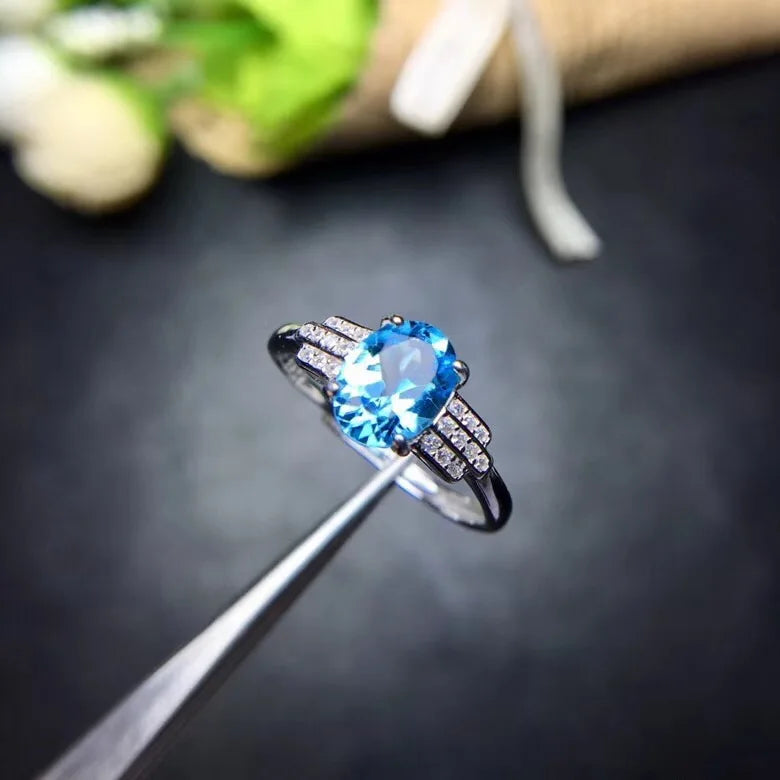 Uloveido Natural Topaz Ring, The Latest Design, 925 Silver, Highly Recommended Gemstone Ring