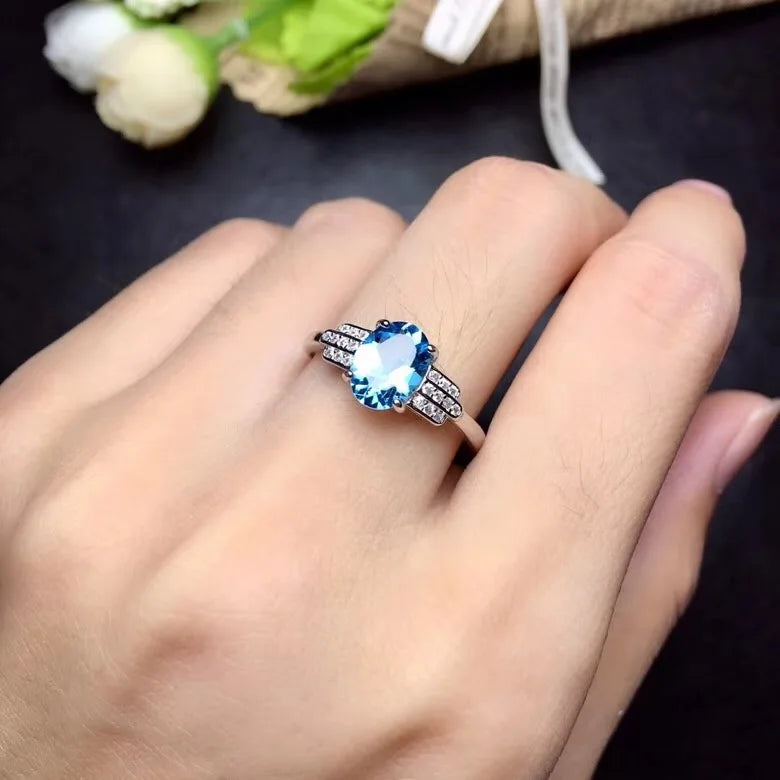 Uloveido Natural Topaz Ring, The Latest Design, 925 Silver, Highly Recommended Gemstone Ring