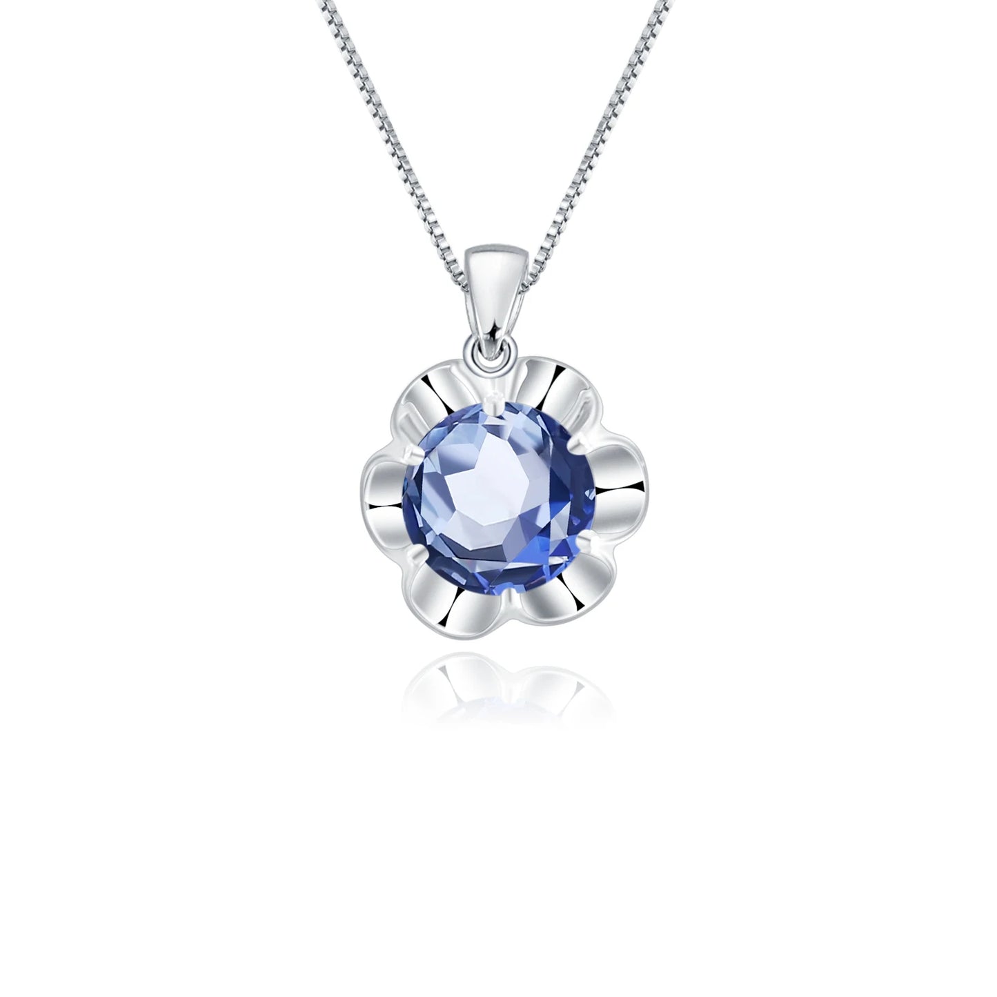 Gem's Ballet 2.73Ct Natural Iolite Blue Mystic Quartz 925 Sterling Silver Flower Gemstone Jewelry - Style Savvy Collections