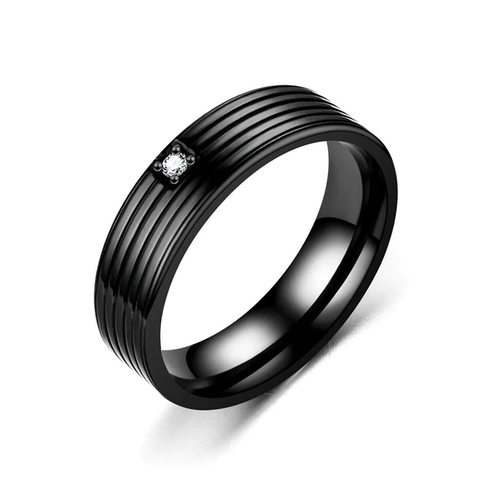 Uloveido Couples Stainless Steel Wedding Band Cubic Zirconia