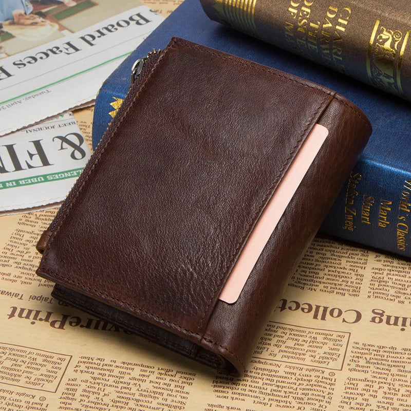 CONTACT'S 100% Genuine Leather RFID Men Wallet Zipper