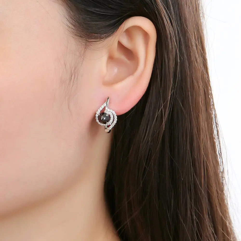 GEM'S BALLET Natural Round Black Garnet Birthstone Stud Earrings  925 Sterling Silver Gemstone - Style Savvy Collections