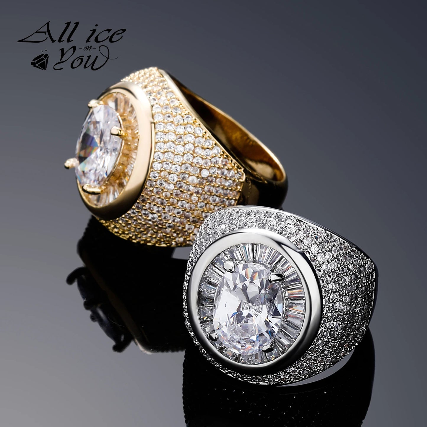 Top Iced Out Luxury Cubic Zirconia Ring Round Large Hip Hop Fashion Jewelry - Style Savvy Collections