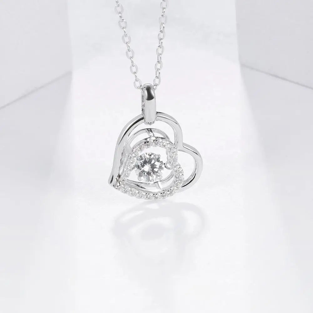 GEM'S BALLET 5.0mm D Color 0.5Ct Moissanite Diamond Heart Necklace 925 Sterling Silver - Style Savvy Collections