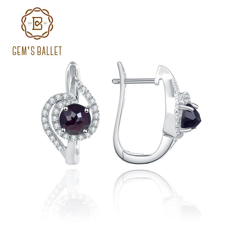 GEM'S BALLET Natural Round Black Garnet Birthstone Stud Earrings  925 Sterling Silver Gemstone - Style Savvy Collections