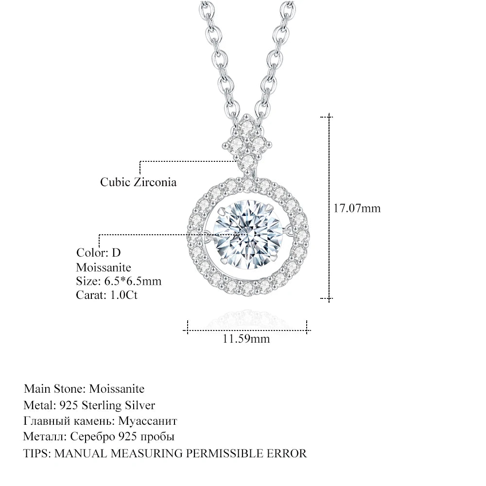 GEM'S BALLET Moissanite Pendant Necklace 925 Sterling Silver Jewelry - Style Savvy Collections