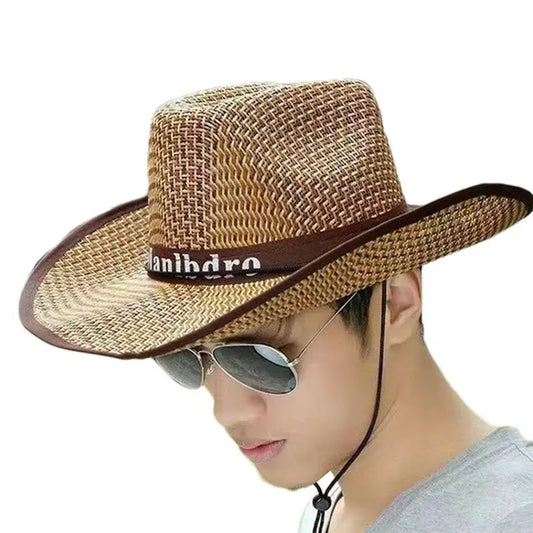 Wide Brim Straw Hat Cowboy Sun Straw UV Protection - Style Savvy Collections