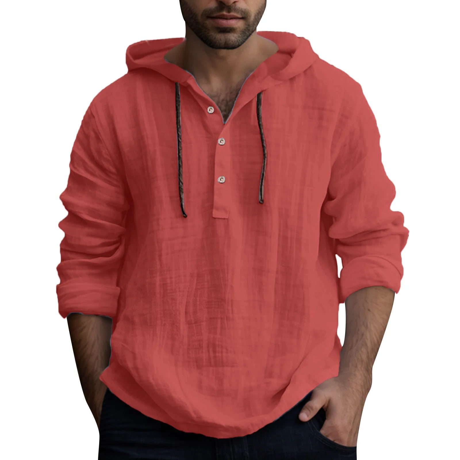 Men's Long Sleeve  Button Hooded Shirt - Style Savvy Collections