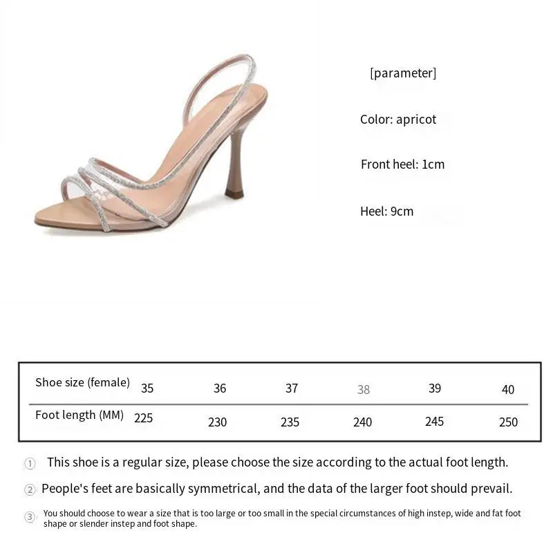 Oulylan Women Pumps Sandals Summer Slingback High Heels Rhinestones Elegant - Style Savvy Collections