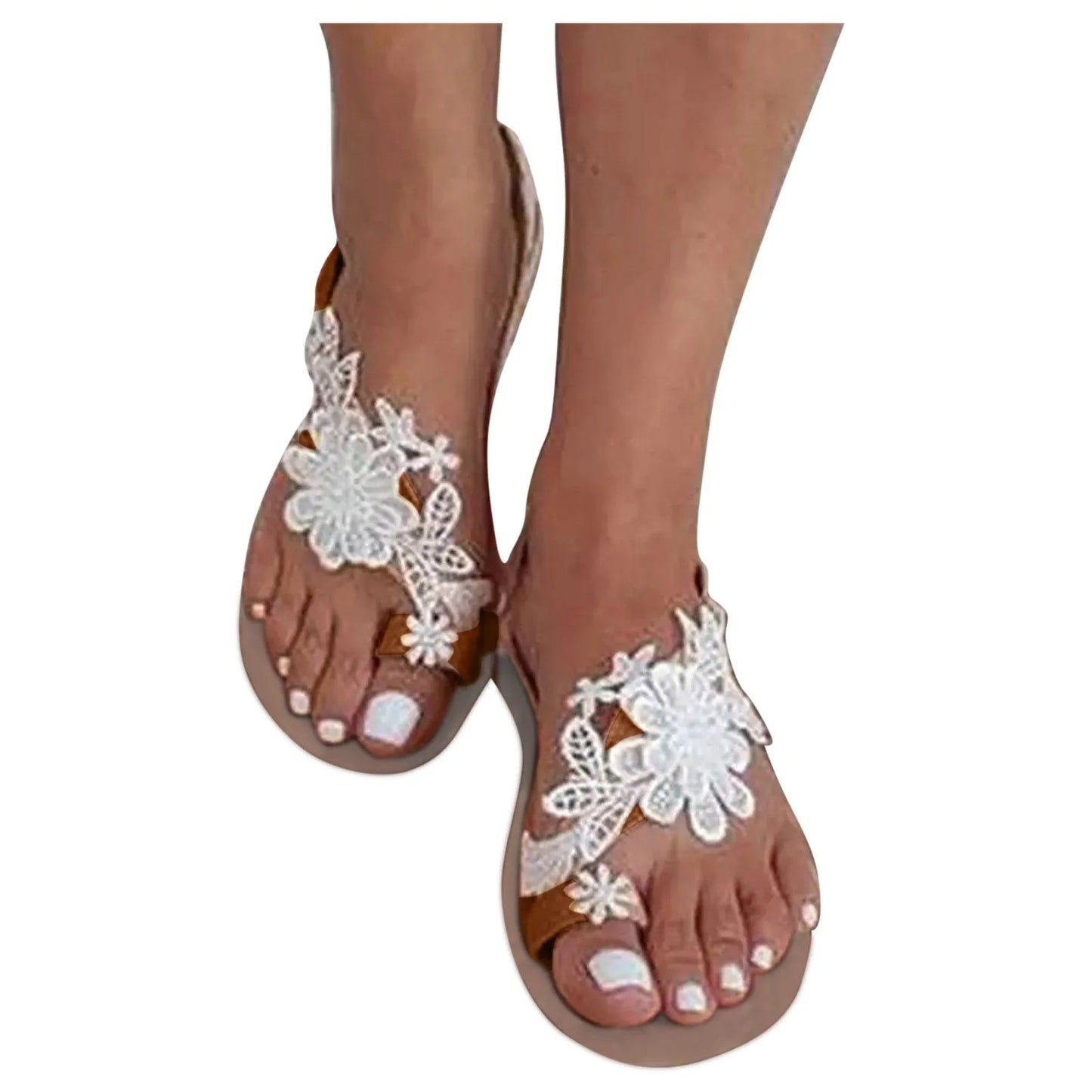 New Summer Women Flat Beach Sandals Gladiator White Lace Ladies - Style Savvy Collections