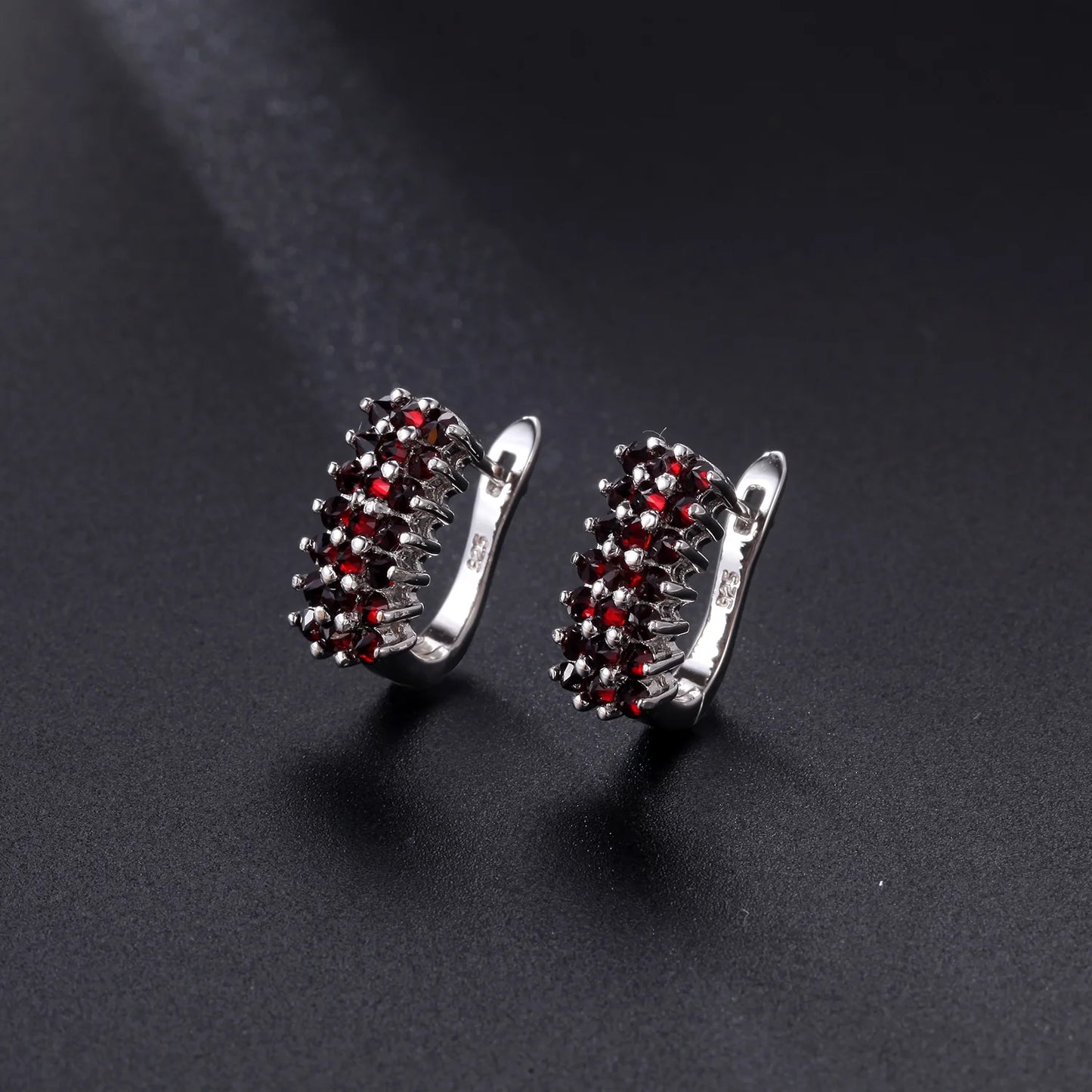 GEM'S BALLET January Birthstone Garnet EarringsFor Women Round Black Garnet - Style Savvy Collections