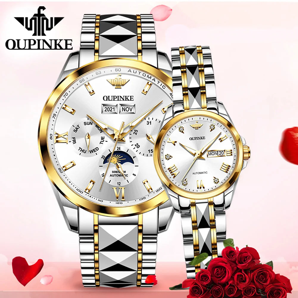 OUPINKE Moon Phase Lovers Mechanical Watch - Style Savvy Collections