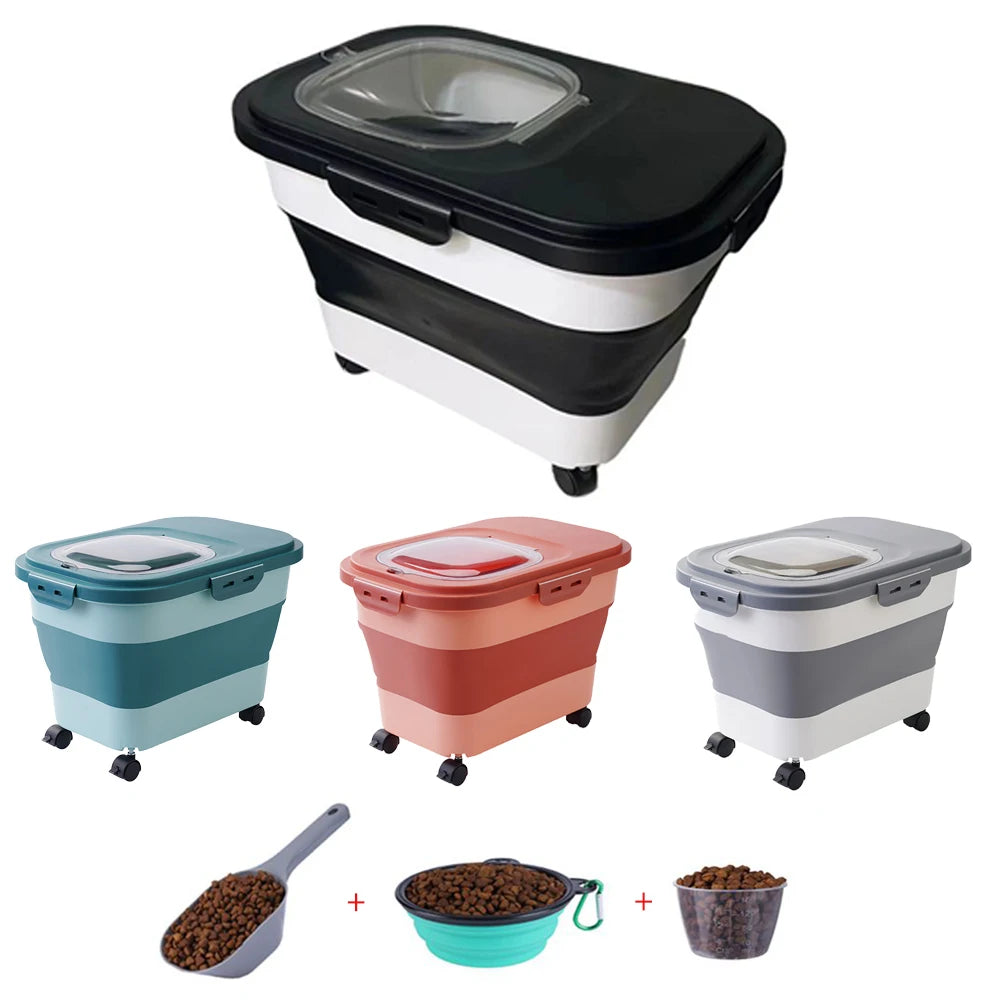 Pet Dog Food Storage Container Moisture Proof Seal With Measuring Cup