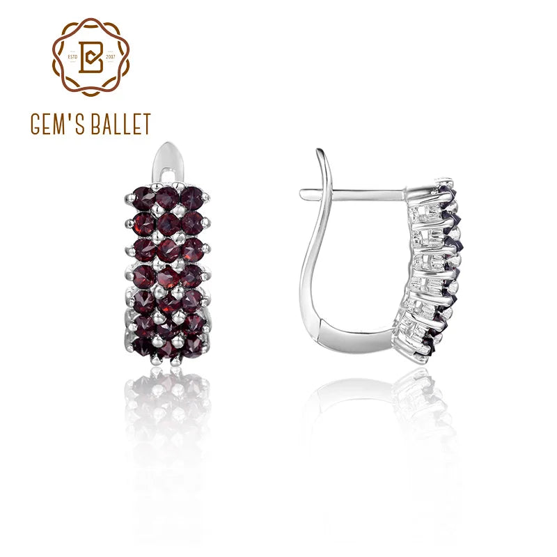 GEM'S BALLET January Birthstone Garnet EarringsFor Women Round Black Garnet - Style Savvy Collections