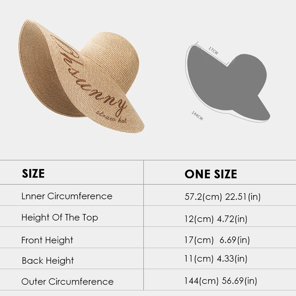 Summer Floppy Wide Large Brim Straw Hat Patchwork UV protection Foldable Washable - Style Savvy Collections