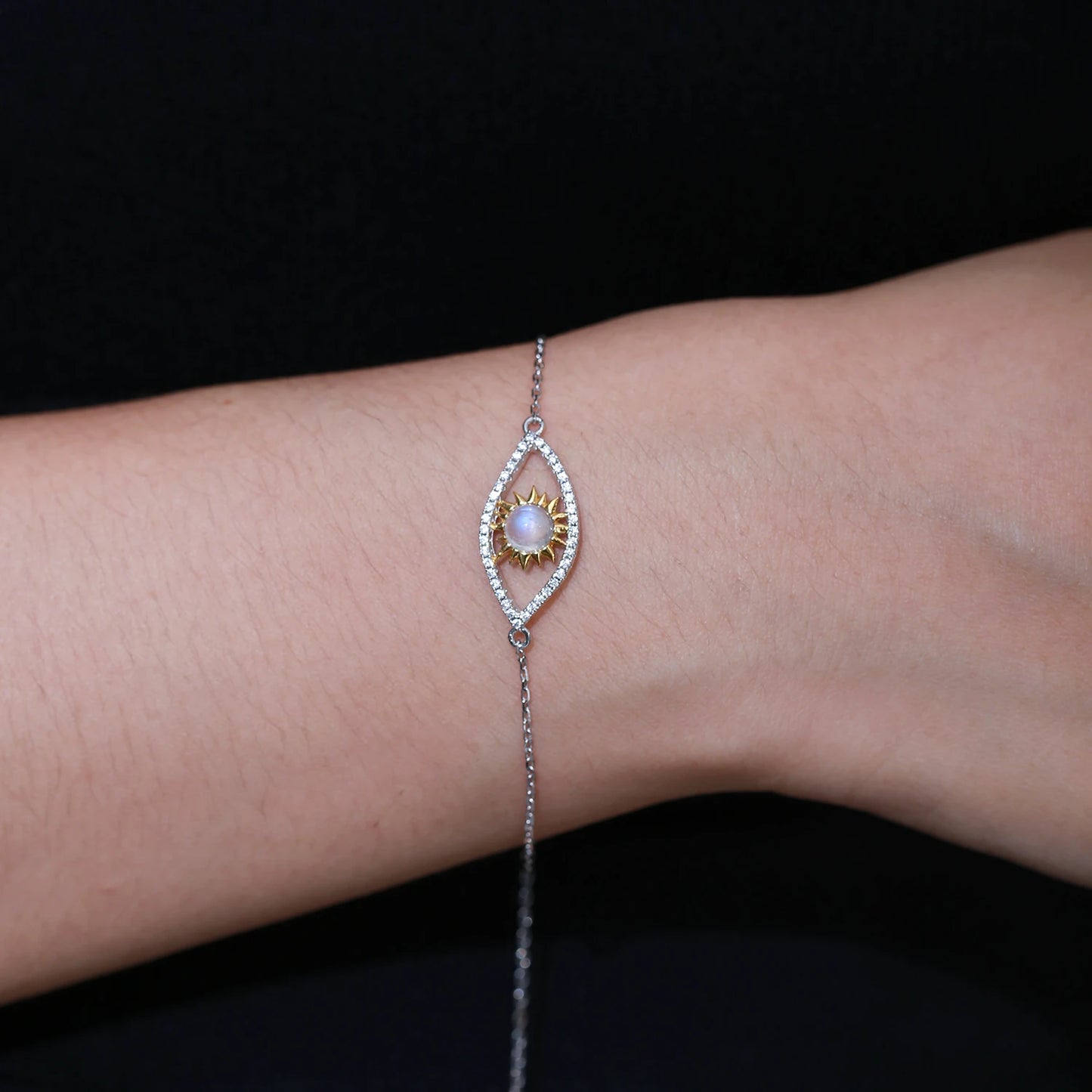 GEM'S BALLET Milky Blue Moonstone Bracelets Devil's Eye Women's Bracelets - Style Savvy Collections